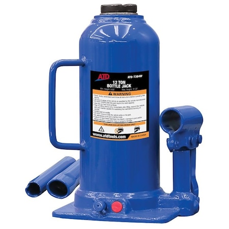 Atd Tools ATD 12-Ton Heavy-Duty Hydraulic Side Pump Bottle Jack 7384W